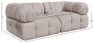 Meridian Furniture Orin Two Piece Modular Sofa Plush Velvet Performance Fabric Low Profile Living Room 671Beige-S2A