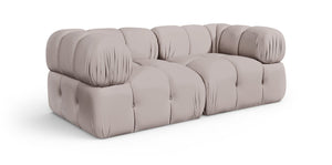 Meridian Furniture Orin Two Piece Modular Sofa Plush Velvet Performance Fabric Low Profile Living Room 671Beige-S2A