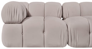 Meridian Furniture Orin Two Piece Modular Sofa Plush Velvet Performance Fabric Low Profile Living Room 671Beige-S2A