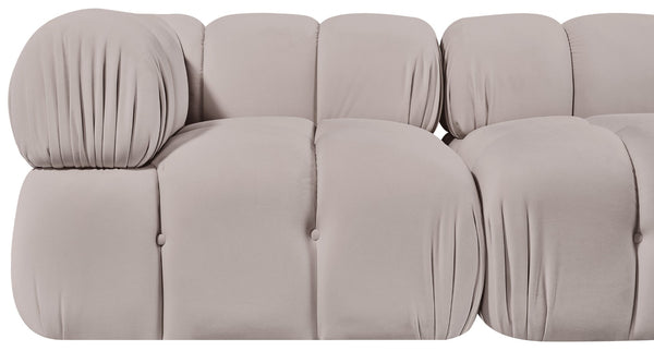 Meridian Furniture Orin Two Piece Modular Sofa Plush Velvet Performance Fabric Low Profile Living Room 671Beige-S2A