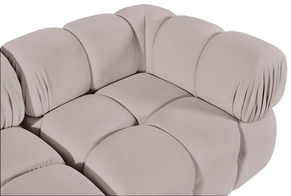 Meridian Furniture Orin Two Piece Modular Sofa Plush Velvet Performance Fabric Low Profile Living Room 671Beige-S2A