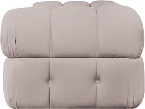 Meridian Furniture Orin Two Piece Modular Sofa Plush Velvet Performance Fabric Low Profile Living Room 671Beige-S2A
