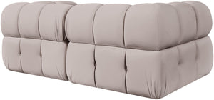 Meridian Furniture Orin Two Piece Modular Sofa Plush Velvet Performance Fabric Low Profile Living Room 671Beige-S2A