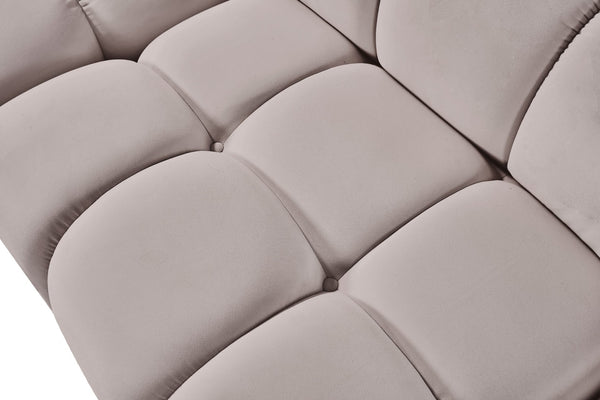Meridian Furniture Orin Two Piece Modular Sofa Plush Velvet Performance Fabric Low Profile Living Room 671Beige-S2A
