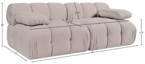 Meridian Furniture Orin Two Piece Modular Sofa with Stain Resistant Beige Velvet for Modern Living Rooms 671Beige-S2B