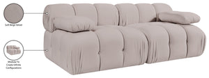 Meridian Furniture Orin Two Piece Modular Sofa with Stain Resistant Beige Velvet for Modern Living Rooms 671Beige-S2B