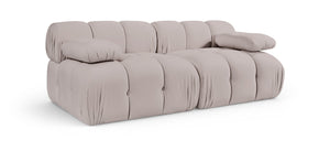 Meridian Furniture Orin Two Piece Modular Sofa with Stain Resistant Beige Velvet for Modern Living Rooms 671Beige-S2B