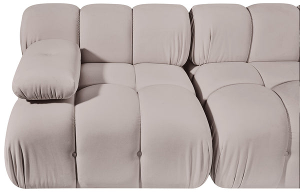 Meridian Furniture Orin Two Piece Modular Sofa with Stain Resistant Beige Velvet for Modern Living Rooms 671Beige-S2B