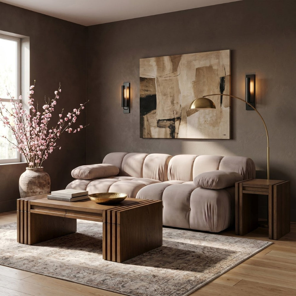Meridian Furniture Orin Two Piece Modular Sofa with Stain Resistant Beige Velvet for Modern Living Rooms 671Beige-S2B