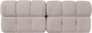 Meridian Furniture Orin Two Piece Modular Sofa with Stain Resistant Beige Velvet for Modern Living Rooms 671Beige-S2B