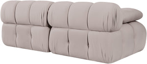 Meridian Furniture Orin Two Piece Modular Sofa with Stain Resistant Beige Velvet for Modern Living Rooms 671Beige-S2B