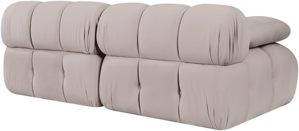 Meridian Furniture Orin Two Piece Modular Sofa with Stain Resistant Beige Velvet for Modern Living Rooms 671Beige-S2B