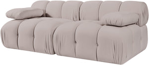 Meridian Furniture Orin Two Piece Modular Sofa with Stain Resistant Beige Velvet for Modern Living Rooms 671Beige-S2B