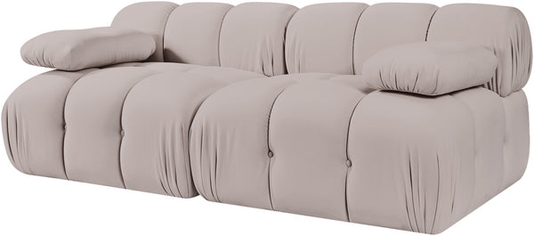 Meridian Furniture Orin Two Piece Modular Sofa with Stain Resistant Beige Velvet for Modern Living Rooms 671Beige-S2B