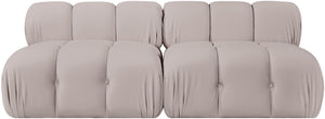 Meridian Furniture Orin Two Piece Modular Sofa with Stain Resistant Beige Velvet for Modern Living Rooms 671Beige-S2B