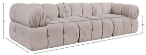 Meridian Furniture Orin Three Piece Modular Sofa in Stain Resistant Beige Velvet for Living Rooms 671Beige-S3A