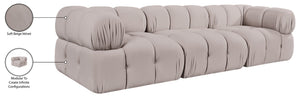 Meridian Furniture Orin Three Piece Modular Sofa in Stain Resistant Beige Velvet for Living Rooms 671Beige-S3A
