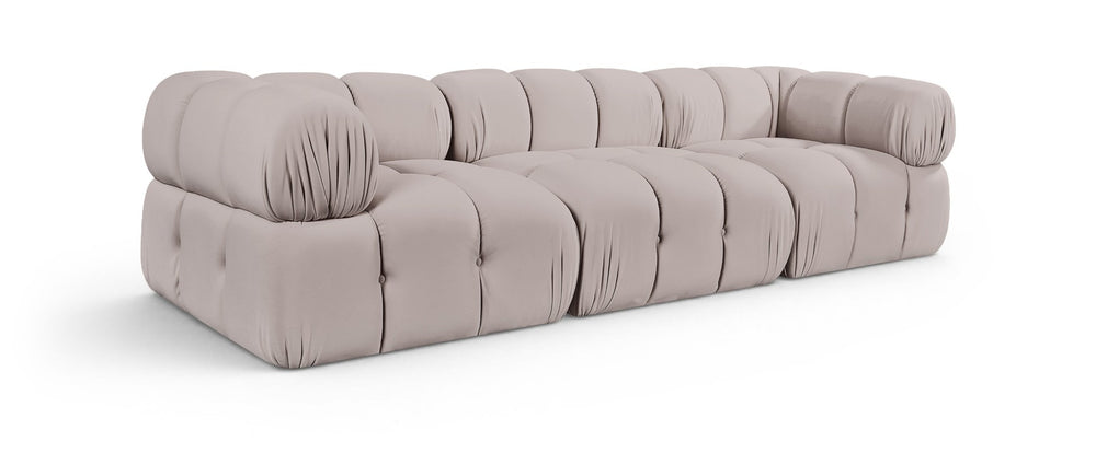 Meridian Furniture Orin Three Piece Modular Sofa in Stain Resistant Beige Velvet for Living Rooms 671Beige-S3A