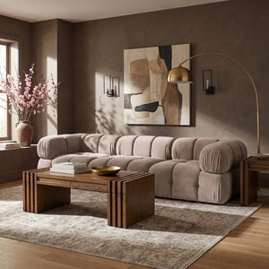 Meridian Furniture Orin Three Piece Modular Sofa in Stain Resistant Beige Velvet for Living Rooms 671Beige-S3A