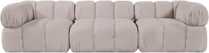 Meridian Furniture Orin Three Piece Modular Sofa in Stain Resistant Beige Velvet for Living Rooms 671Beige-S3A