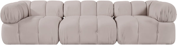 Meridian Furniture Orin Three Piece Modular Sofa in Stain Resistant Beige Velvet for Living Rooms 671Beige-S3A
