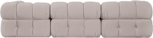 Meridian Furniture Orin Three Piece Modular Sofa in Stain Resistant Beige Velvet for Living Rooms 671Beige-S3A