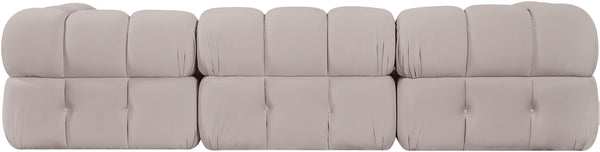 Meridian Furniture Orin Three Piece Modular Sofa in Stain Resistant Beige Velvet for Living Rooms 671Beige-S3A
