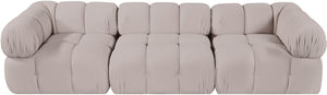 Meridian Furniture Orin Three Piece Modular Sofa in Stain Resistant Beige Velvet for Living Rooms 671Beige-S3A