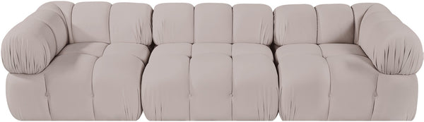 Meridian Furniture Orin Three Piece Modular Sofa in Stain Resistant Beige Velvet for Living Rooms 671Beige-S3A