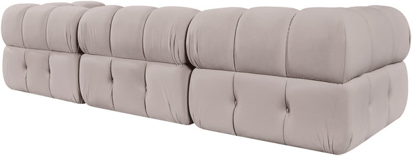 Meridian Furniture Orin Three Piece Modular Sofa in Stain Resistant Beige Velvet for Living Rooms 671Beige-S3A