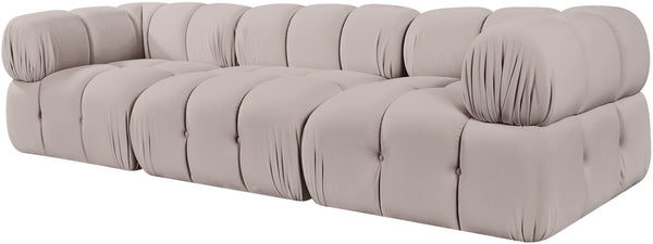 Meridian Furniture Orin Three Piece Modular Sofa in Stain Resistant Beige Velvet for Living Rooms 671Beige-S3A
