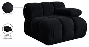 Meridian Furniture Orin Modular Lounge Chair Plush Velvet Upholstery with Repositionable Arm for Living Rooms Black 671Black-Chair