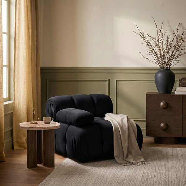 Meridian Furniture Orin Modular Lounge Chair Plush Velvet Upholstery with Repositionable Arm for Living Rooms Black 671Black-Chair