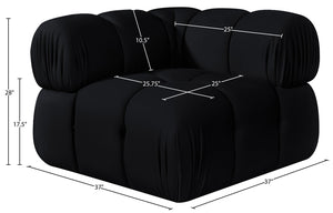 Meridian Furniture Orin Modular Corner Lounge Chair Plush Performance Velvet with Locking Latches for Sectional Use Black 671Black-Corner