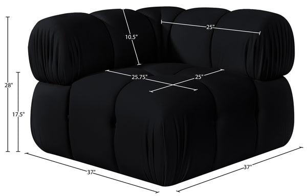 Meridian Furniture Orin Modular Corner Lounge Chair Plush Performance Velvet with Locking Latches for Sectional Use Black 671Black-Corner