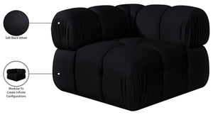 Meridian Furniture Orin Modular Corner Lounge Chair Plush Performance Velvet with Locking Latches for Sectional Use Black 671Black-Corner