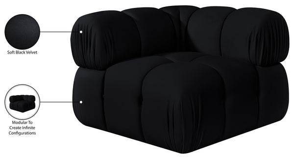 Meridian Furniture Orin Modular Corner Lounge Chair Plush Performance Velvet with Locking Latches for Sectional Use Black 671Black-Corner
