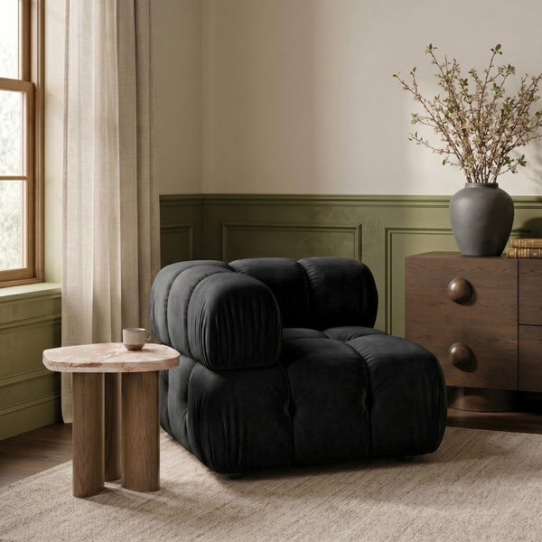 Meridian Furniture Orin Modular Corner Lounge Chair Plush Performance Velvet with Locking Latches for Sectional Use Black 671Black-Corner