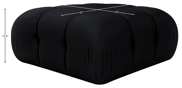Meridian Furniture Orin Velvet Modular Ottoman with Linkable Modules and Stain Resistant Fabric for Living Rooms Black 671Black-Ott