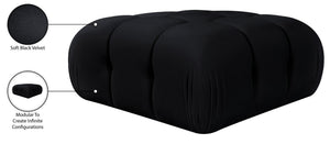 Meridian Furniture Orin Velvet Modular Ottoman with Linkable Modules and Stain Resistant Fabric for Living Rooms Black 671Black-Ott