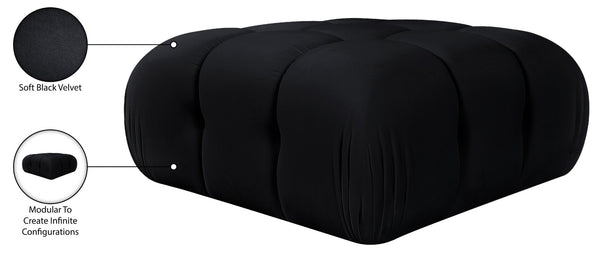Meridian Furniture Orin Velvet Modular Ottoman with Linkable Modules and Stain Resistant Fabric for Living Rooms Black 671Black-Ott