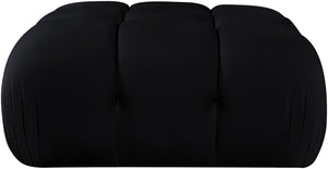Meridian Furniture Orin Velvet Modular Ottoman with Linkable Modules and Stain Resistant Fabric for Living Rooms Black 671Black-Ott