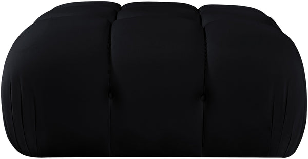 Meridian Furniture Orin Velvet Modular Ottoman with Linkable Modules and Stain Resistant Fabric for Living Rooms Black 671Black-Ott