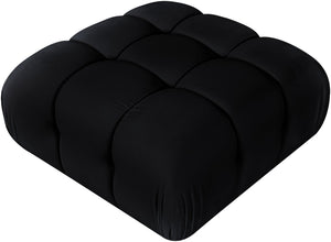 Meridian Furniture Orin Velvet Modular Ottoman with Linkable Modules and Stain Resistant Fabric for Living Rooms Black 671Black-Ott