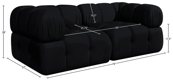Meridian Furniture Orin Modular Velvet Sofa with Locking Sections for Sleek Contemporary Living Rooms 671Black-S2A