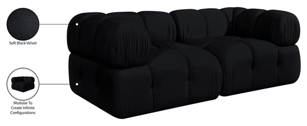 Meridian Furniture Orin Modular Velvet Sofa with Locking Sections for Sleek Contemporary Living Rooms 671Black-S2A
