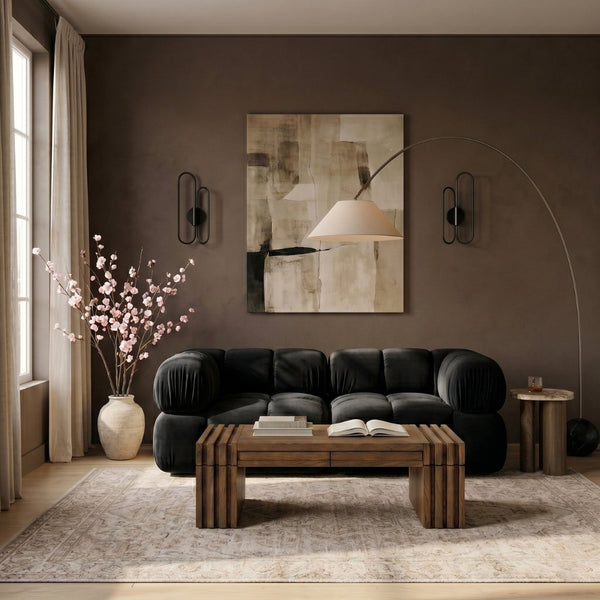 Meridian Furniture Orin Modular Velvet Sofa with Locking Sections for Sleek Contemporary Living Rooms 671Black-S2A