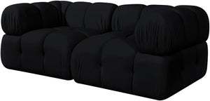 Meridian Furniture Orin Modular Velvet Sofa with Locking Sections for Sleek Contemporary Living Rooms 671Black-S2A