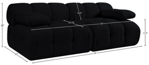 Meridian Furniture Orin Two Piece Modular Sofa in Stain Resistant Black Velvet for Modern Living Rooms 671Black-S2B