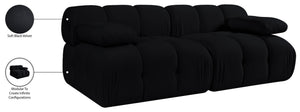 Meridian Furniture Orin Two Piece Modular Sofa in Stain Resistant Black Velvet for Modern Living Rooms 671Black-S2B